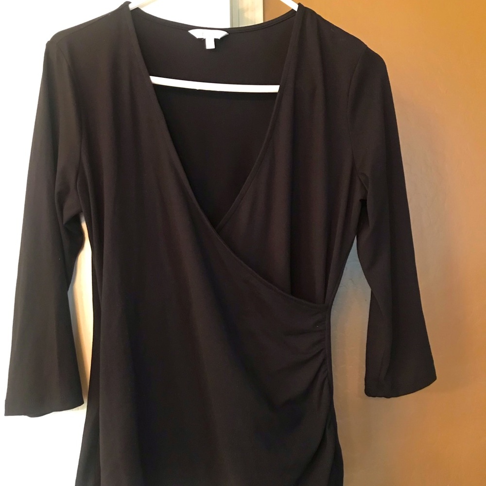 Candie’s Black 3/4 sleeve wrap top